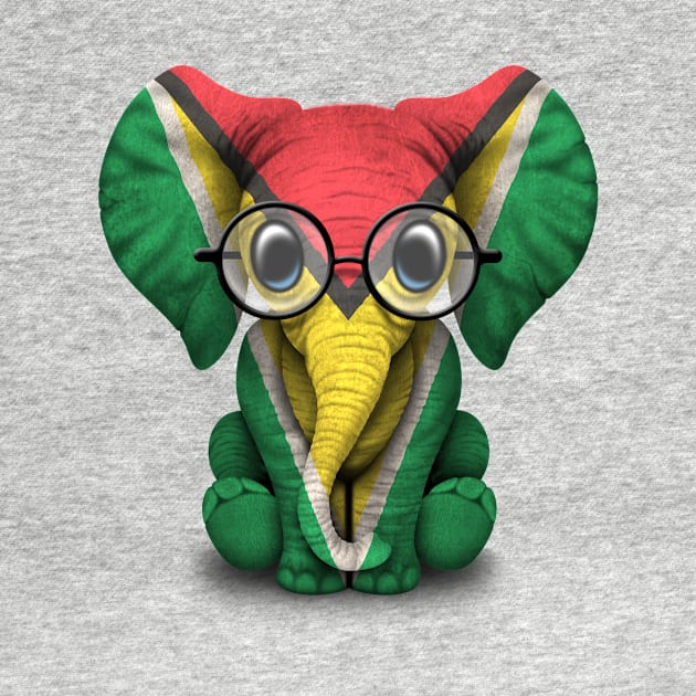 Baby Elephant with Glasses and Guyanese Flag by jeffbartels